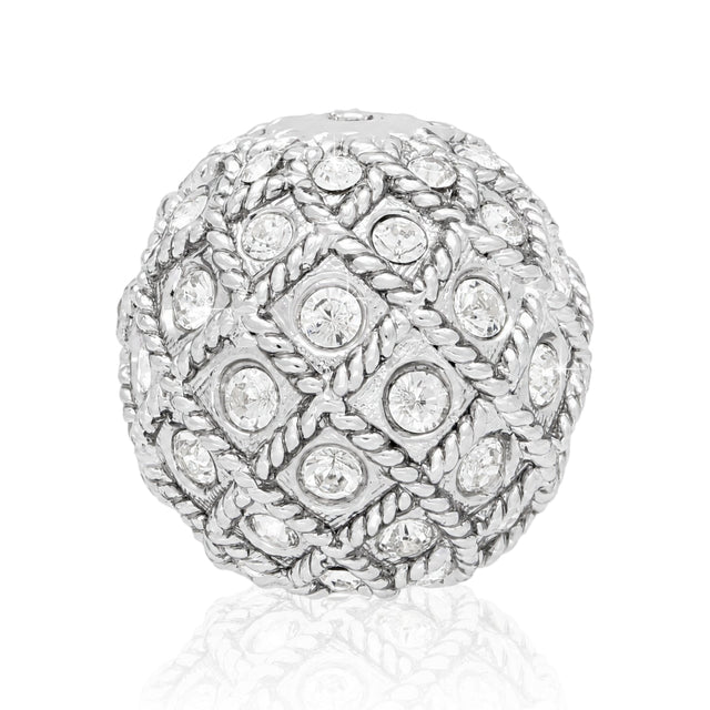 Runde Metallperle 17 mm rhodiniert mit 56 Swarovski® Kristalle - PerlineBeads SA