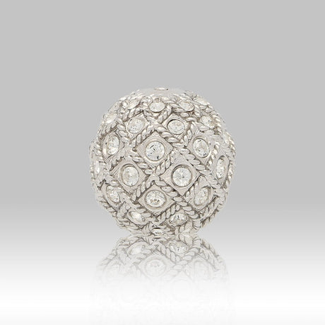 Runde Metallperle 17 mm rhodiniert mit 56 Swarovski® Kristalle - PerlineBeads SA