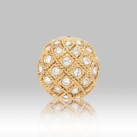 Runde Metallperle 17 mm vergoldet mit 56 Swarovski® Kristalle - PerlineBeads SA