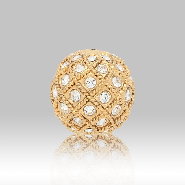 Runde Metallperle 17 mm vergoldet mit 56 Swarovski® Kristalle - PerlineBeads SA