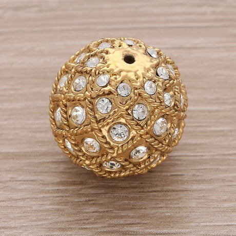 Runde Metallperle 17 mm vergoldet mit 56 Swarovski® Kristalle - PerlineBeads SA