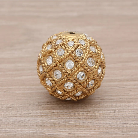 Runde Metallperle 17 mm vergoldet mit 56 Swarovski® Kristalle - PerlineBeads SA