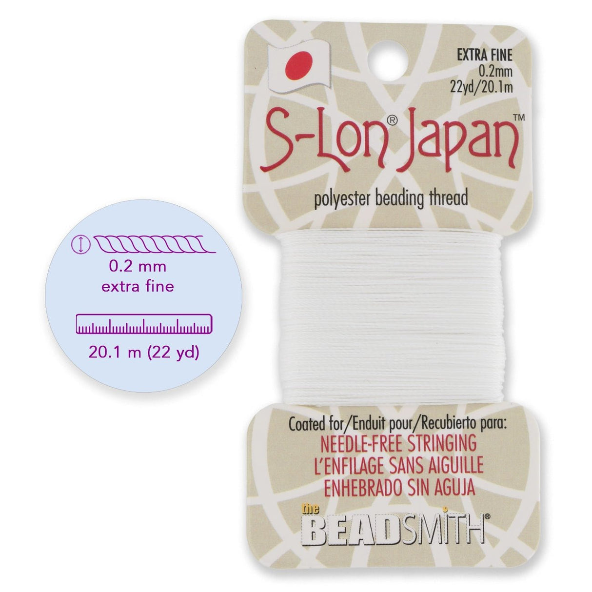 S - Lon Japan Perlenfaden - Extra fine - Weiss - PerlineBeads SA