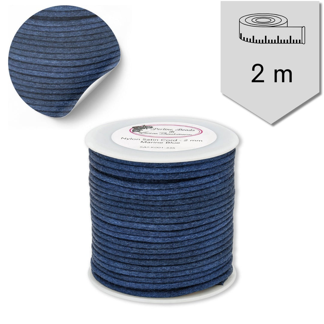 Satin Kordel 2 mm - Marineblau - PerlineBeads