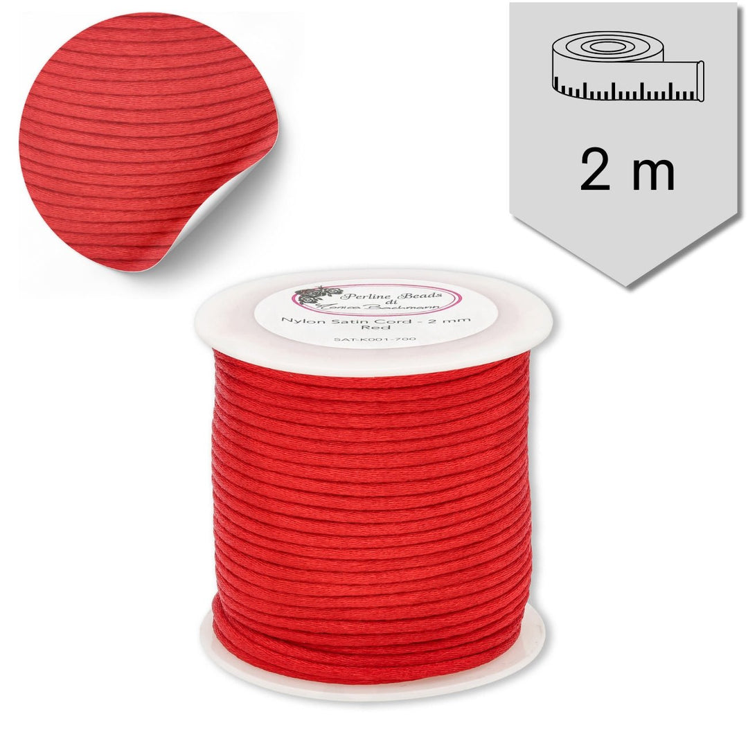 Satin Kordel 2 mm - Rot - PerlineBeads