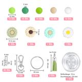 Schlüsselanhänger DIY-Set – Gänseblümchen, Grün, 89-teilig + Faden - PerlineBeads SA