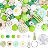 Schlüsselanhänger DIY-Set – Gänseblümchen, Grün, 89-teilig + Faden - PerlineBeads SA