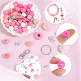 Schlüsselanhänger DIY-Set – Gänseblümchen, Hot Pink, 89-teilig + Faden - PerlineBeads SA