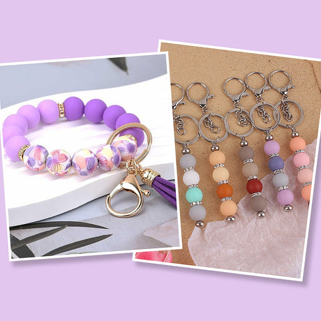 Schlüsselanhänger DIY-Set – Gänseblümchen, Pflaume, 89-teilig + Faden - PerlineBeads SA
