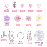 Schlüsselanhänger DIY-Set – Gänseblümchen, Pflaume, 89-teilig + Faden - PerlineBeads SA