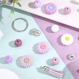 Schlüsselanhänger DIY-Set – Gänseblümchen, Pflaume, 89-teilig + Faden - PerlineBeads SA