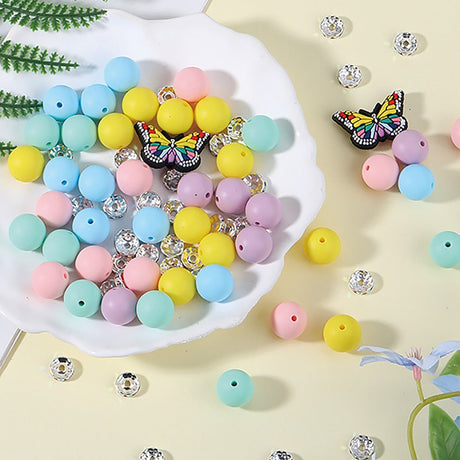Schmetterling DIY Schmuck-Set Pastell • Silikonperlen & Strass-Spacer • Box mit 65 Teilen - PerlineBeads SA