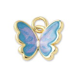 Schmetterlings-Anhänger Vergoldet • Blau-Lila Emaille mit Glitzereffekt • 15 x 12 mm - PerlineBeads SA