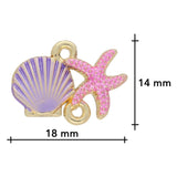 Schmuckverbinder "Muschel und Seestern" – Rosa und Violett - PerlineBeads