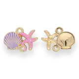 Schmuckverbinder "Muschel und Seestern" – Rosa und Violett - PerlineBeads