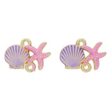 Schmuckverbinder "Muschel und Seestern" – Rosa und Violett - PerlineBeads