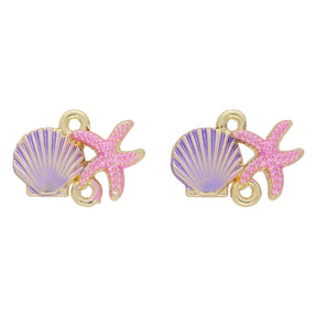 Schmuckverbinder "Muschel und Seestern" – Rosa und Violett - PerlineBeads