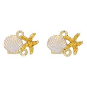 Schmuckverbinder "Muschel und Seestern" – Weiss und Gelb - PerlineBeads