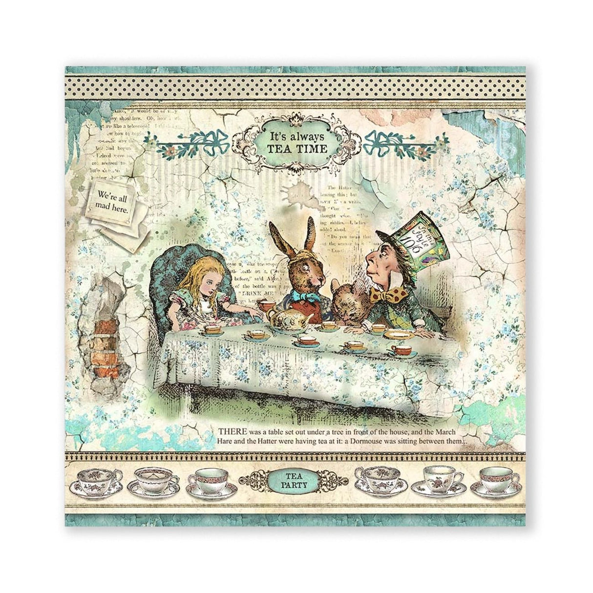 Scrapbook - Block "Alice in Wonderland" - Double Face - 10 Seiten - 30,5 x 30,5 cm (12 x 12 inch) - PerlineBeads SA