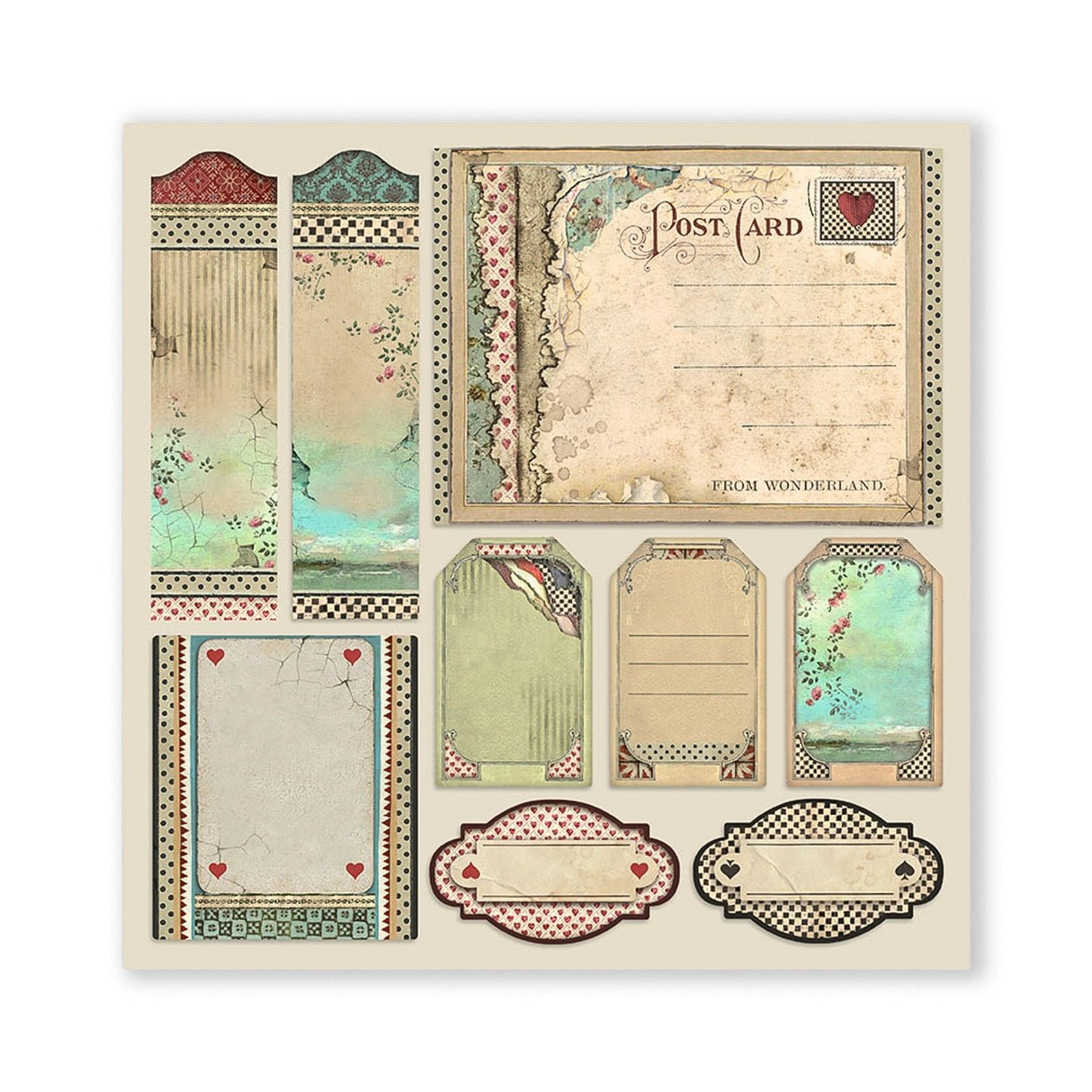 Scrapbook - Block "Alice in Wonderland" - Double Face - 10 Seiten - 30,5 x 30,5 cm (12 x 12 inch) - PerlineBeads SA