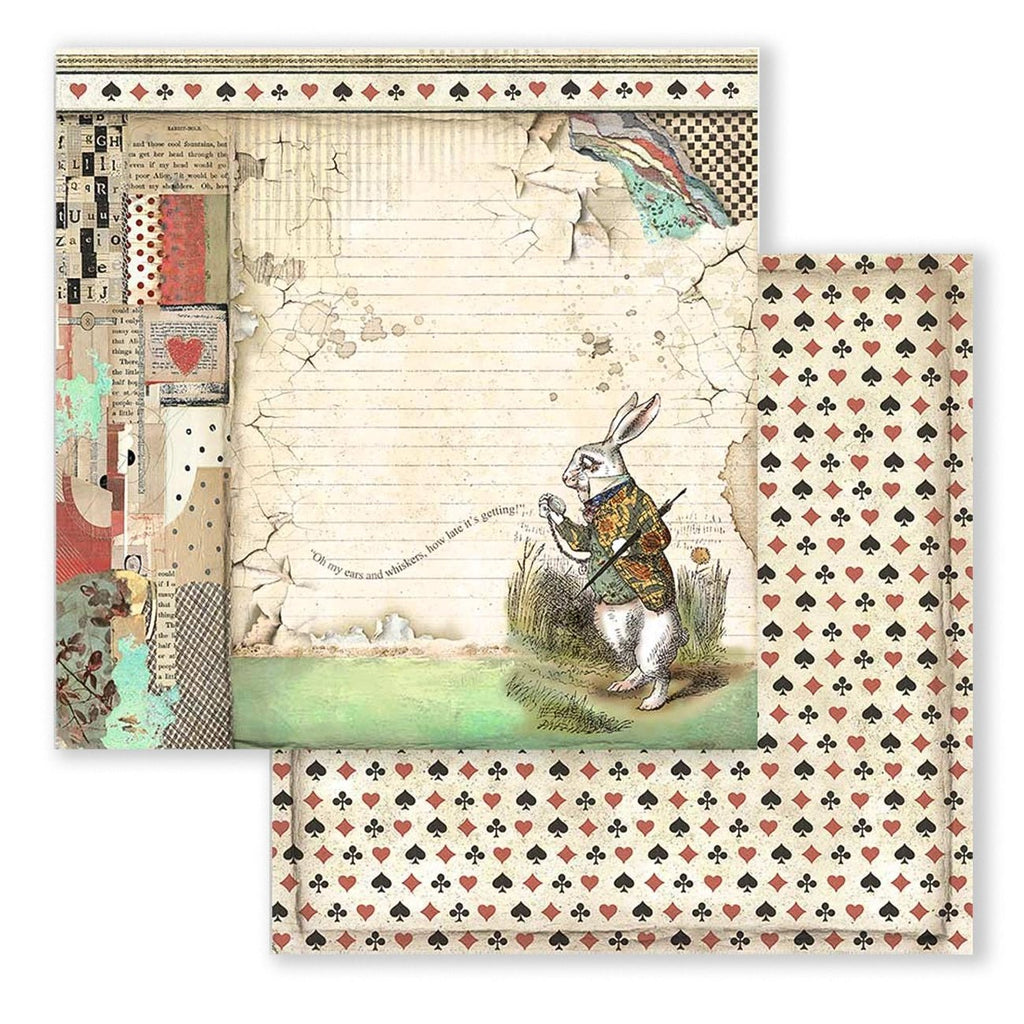 Scrapbook - Block "Alice in Wonderland" - Double Face - 10 Seiten - 30,5 x 30,5 cm (12 x 12 inch) - PerlineBeads SA