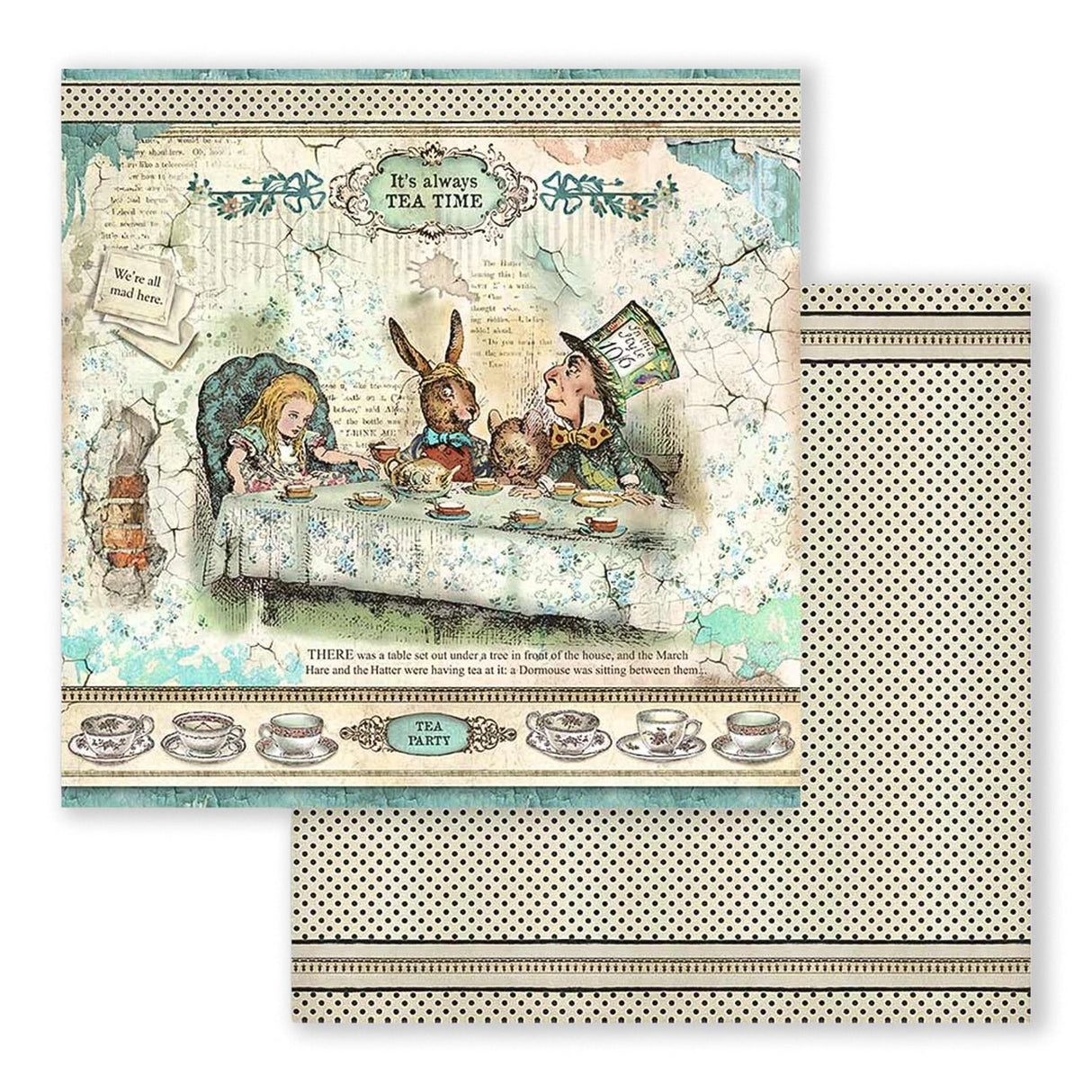 Scrapbook - Block "Alice in Wonderland" - Double Face - 10 Seiten - 30,5 x 30,5 cm (12 x 12 inch) - PerlineBeads SA