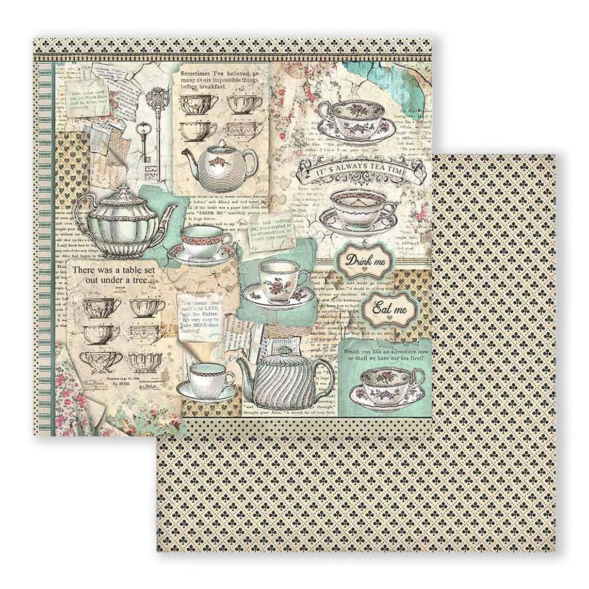 Scrapbook - Block "Alice in Wonderland" - Double Face - 10 Seiten - 30,5 x 30,5 cm (12 x 12 inch) - PerlineBeads SA