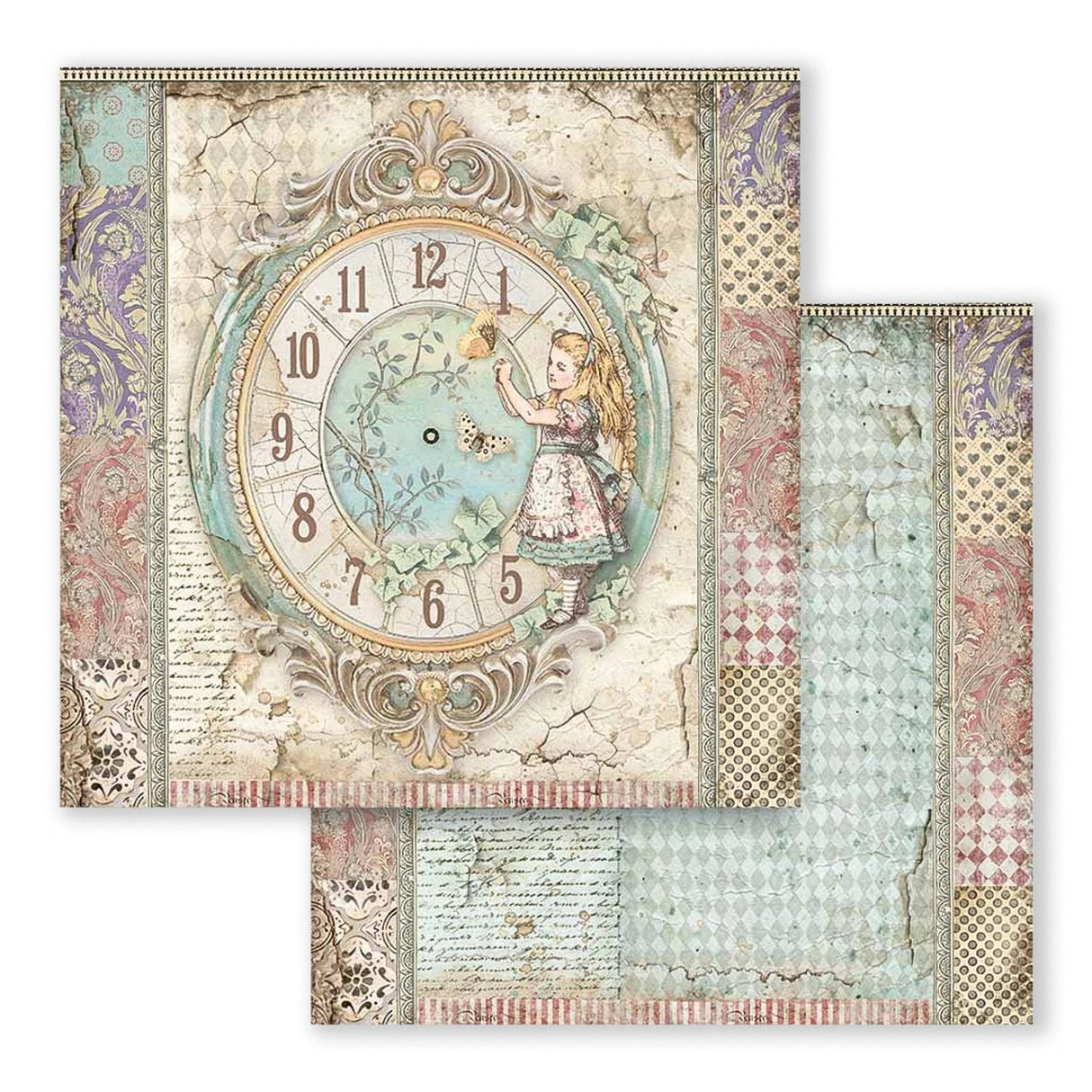 Scrapbook - Block "Alice Through the Looking Glass" - Double Face - 10 Seiten - 20,3 x 20,3 (8x8 inch) - PerlineBeads SA