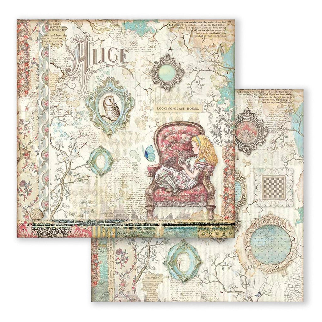 Scrapbook - Block "Alice Through the Looking Glass" - Double Face - 10 Seiten - 20,3 x 20,3 (8x8 inch) - PerlineBeads SA
