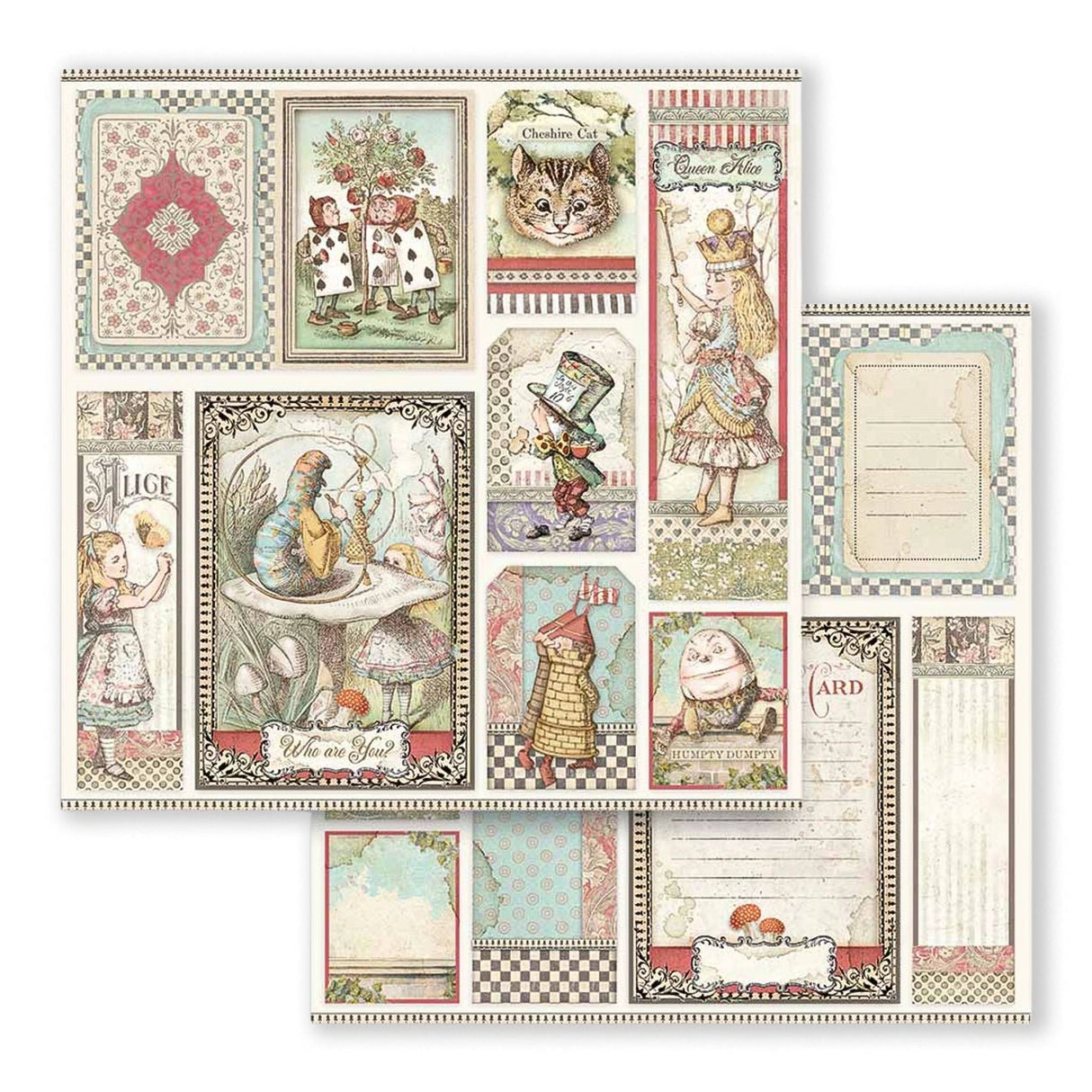 Scrapbook - Block "Alice Through the Looking Glass" - Double Face - 10 Seiten - 20,3 x 20,3 (8x8 inch) - PerlineBeads SA