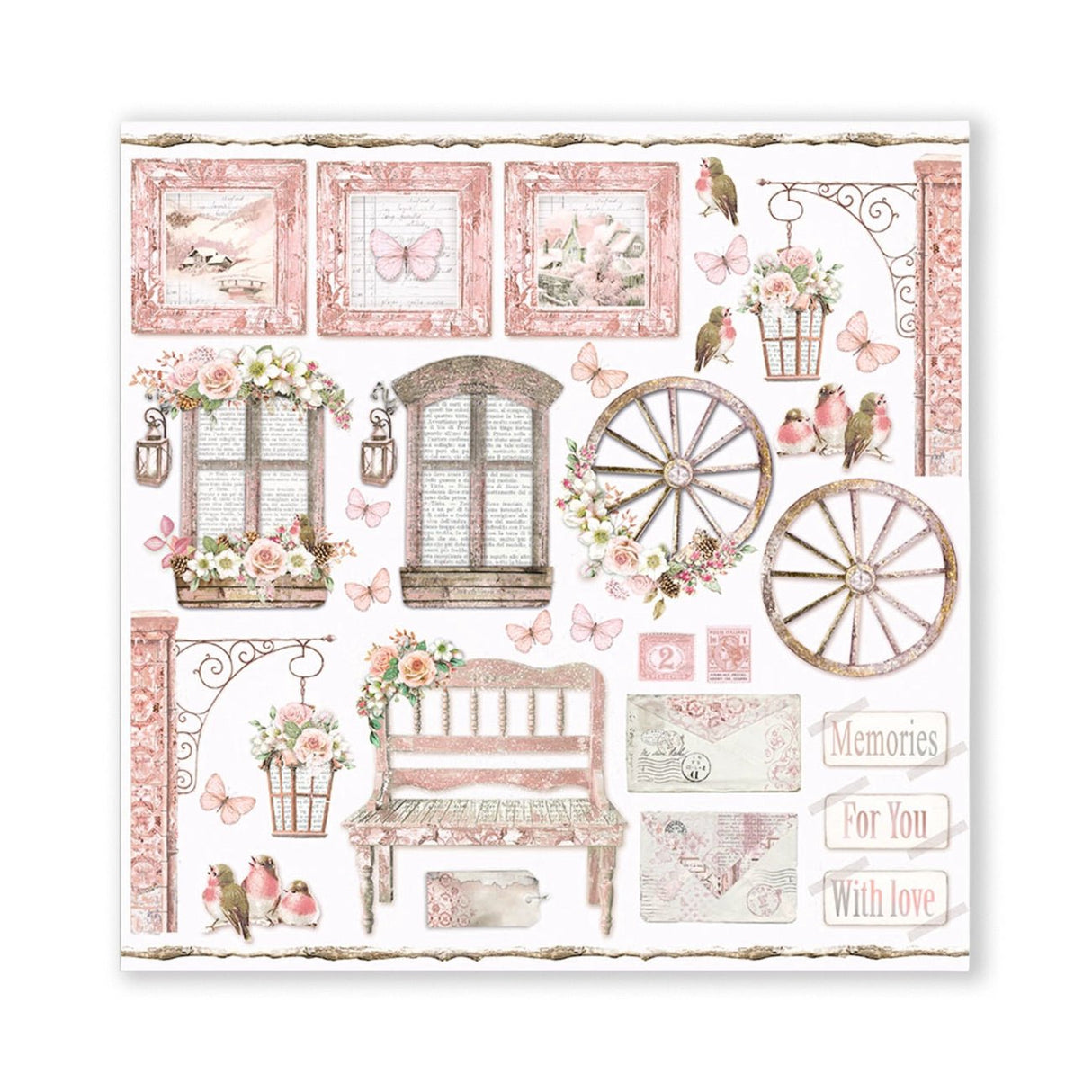 Scrapbook - Block "Roseland" - Double Face - 10 Seiten - 20,3 x 20,3 (8x8 inch) - PerlineBeads SA