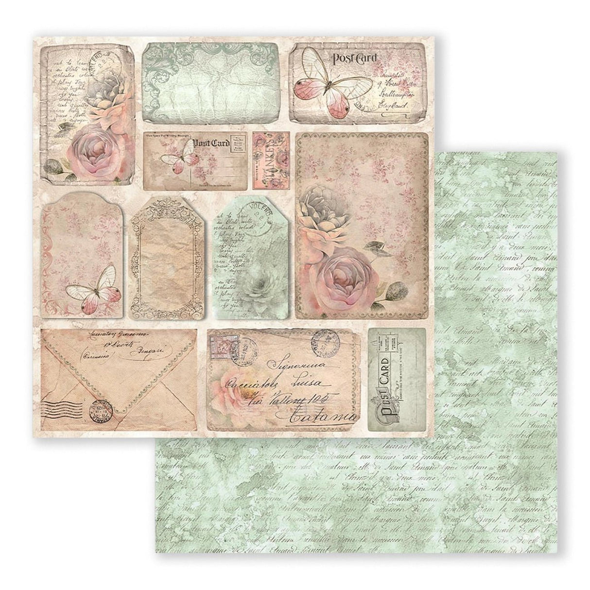 Scrapbook - Block "Shabby Rose" - Double Face - 10 Seiten - 20,3 x 20,3 (8x8 inch) - PerlineBeads SA