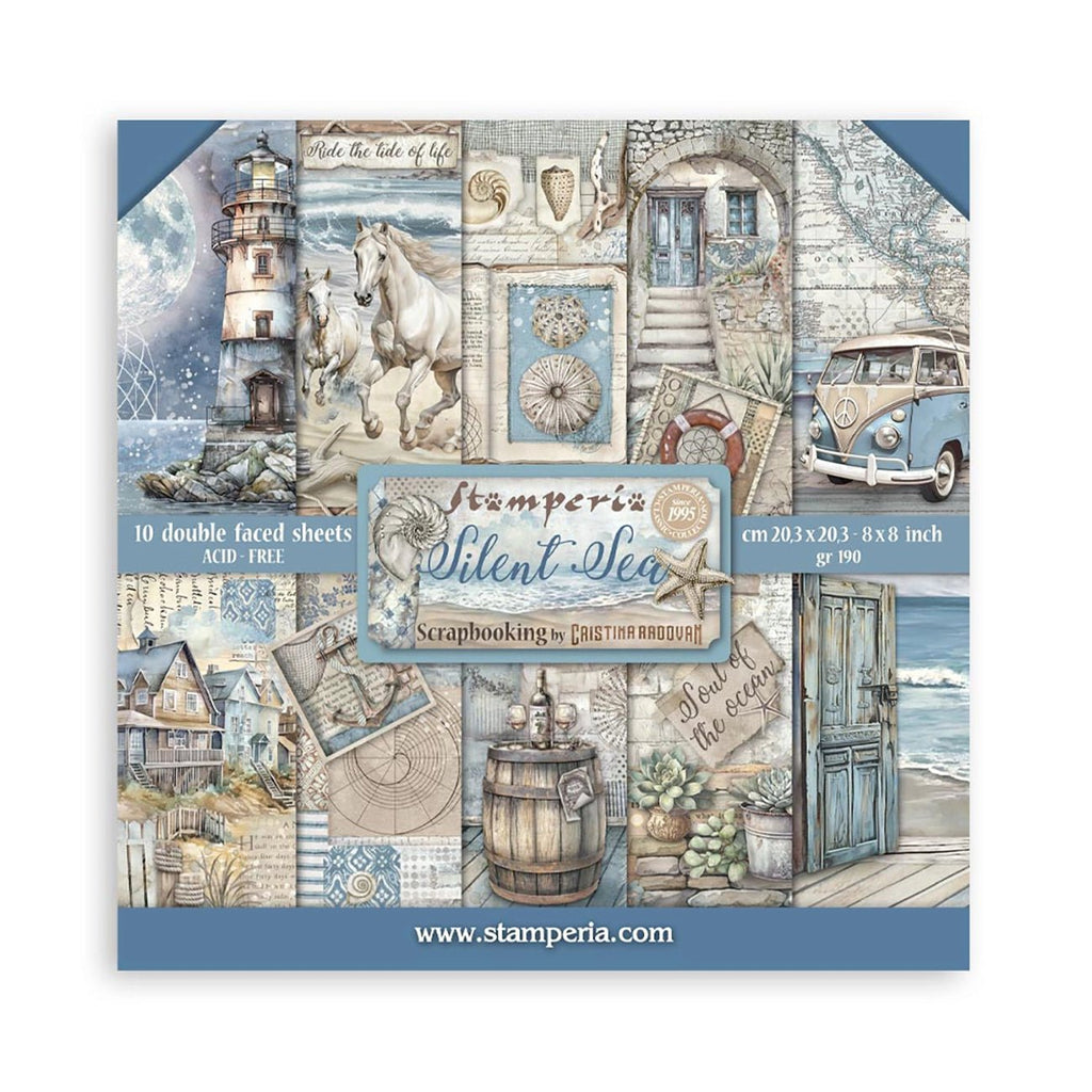 Scrapbook - Block "Silent Sea" - Double Face - 10 Seiten - 20,3 x 20,3 (8x8 inches) - PerlineBeads SA