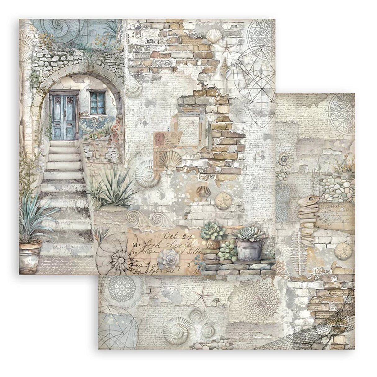 Scrapbook - Block "Silent Sea" - Double Face - 10 Seiten - 20,3 x 20,3 (8x8 inches) - PerlineBeads SA