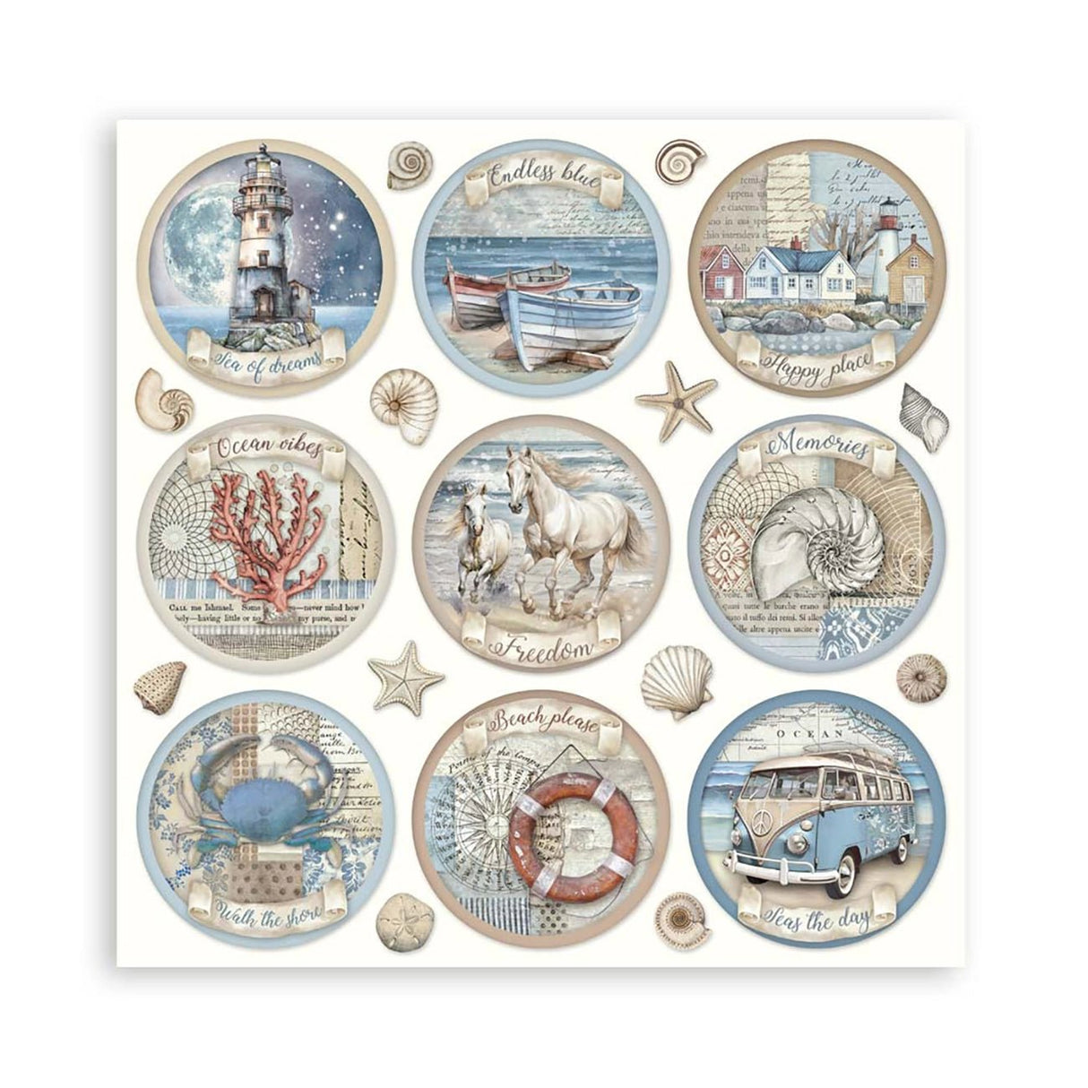 Scrapbook - Block "Silent Sea" - Double Face - 10 Seiten - 20,3 x 20,3 (8x8 inches) - PerlineBeads SA