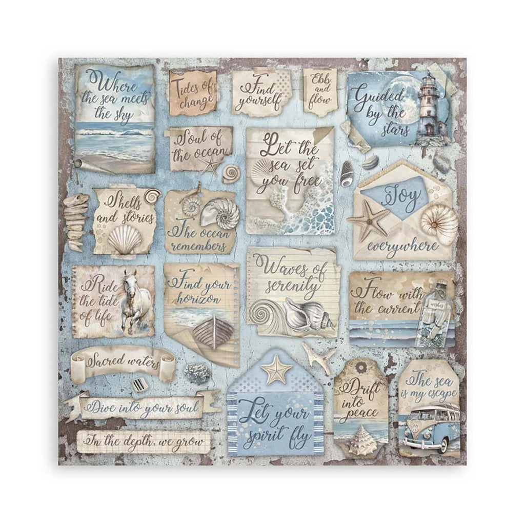 Scrapbook - Block "Silent Sea" - Double Face - 10 Seiten - 20,3 x 20,3 (8x8 inches) - PerlineBeads SA