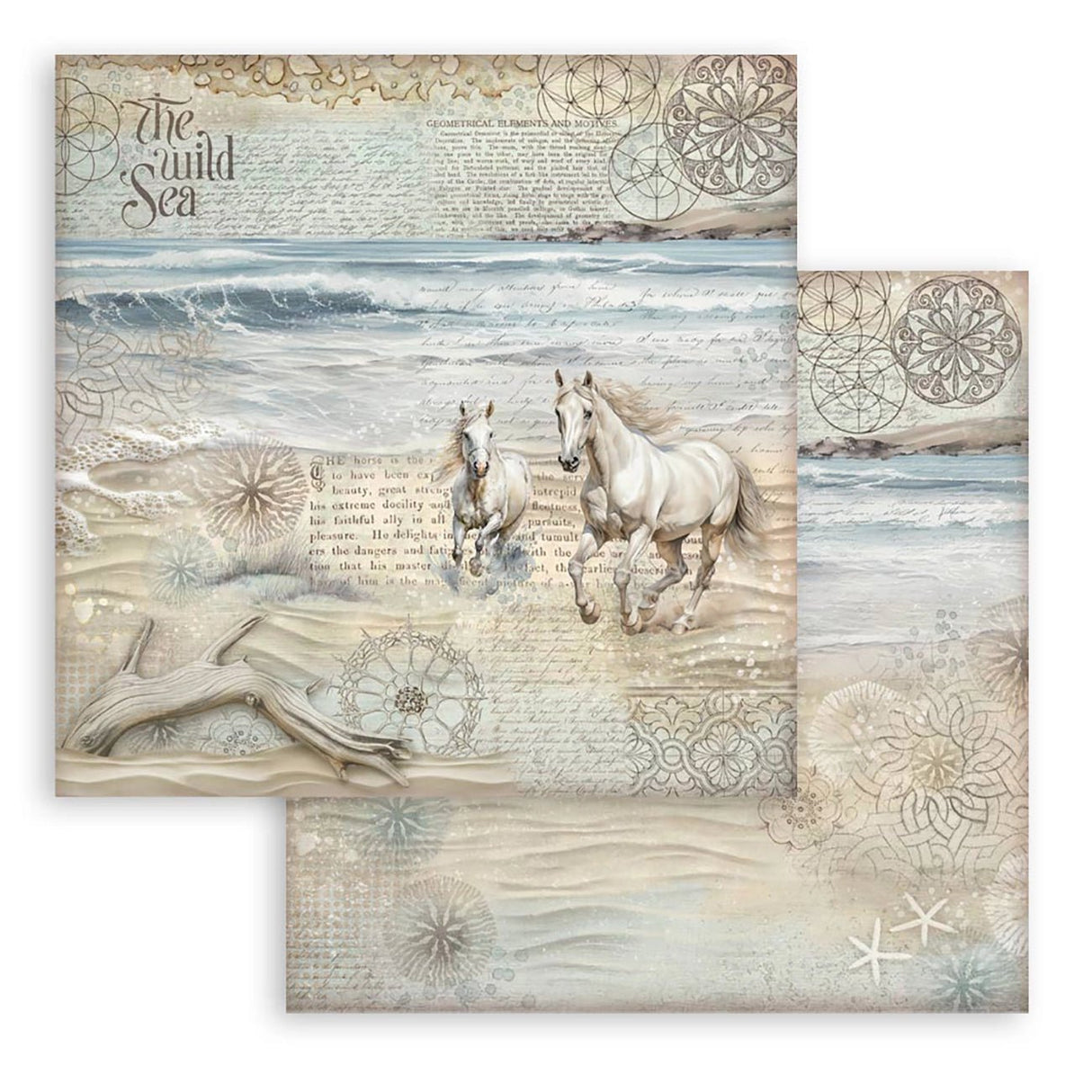 Scrapbook - Block "Silent Sea" - Double Face - 10 Seiten - 30,5 x 30,5 cm (12 x 12 inch) - PerlineBeads SA