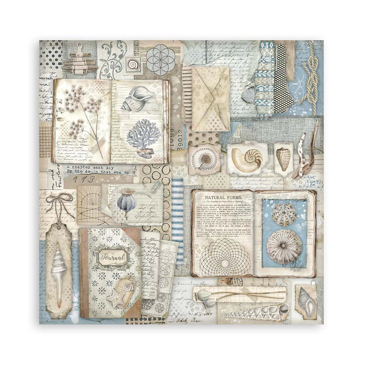 Scrapbook - Block "Silent Sea" - Double Face - 10 Seiten - 30,5 x 30,5 cm (12 x 12 inch) - PerlineBeads SA