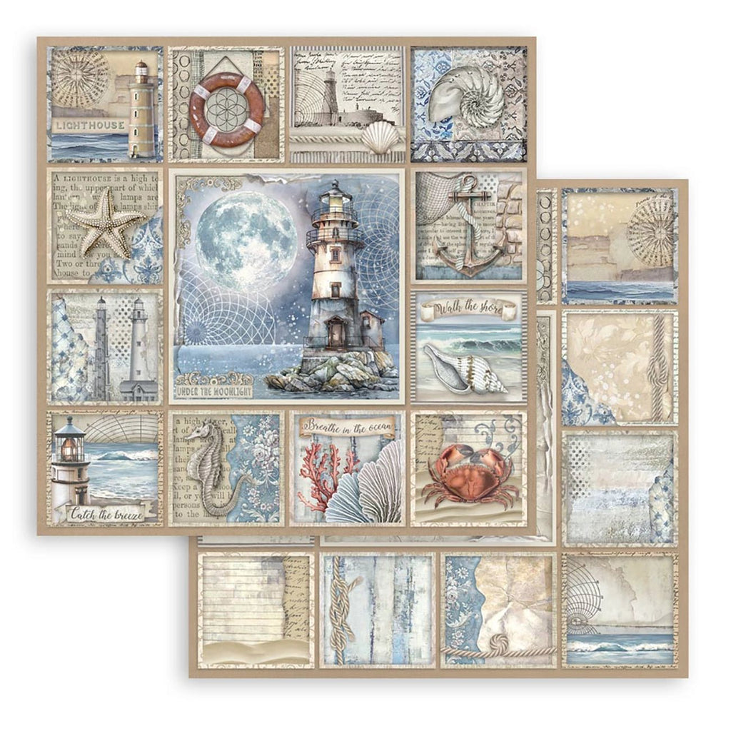 Scrapbook - Block "Silent Sea" - Double Face - 10 Seiten - 30,5 x 30,5 cm (12 x 12 inch) - PerlineBeads SA
