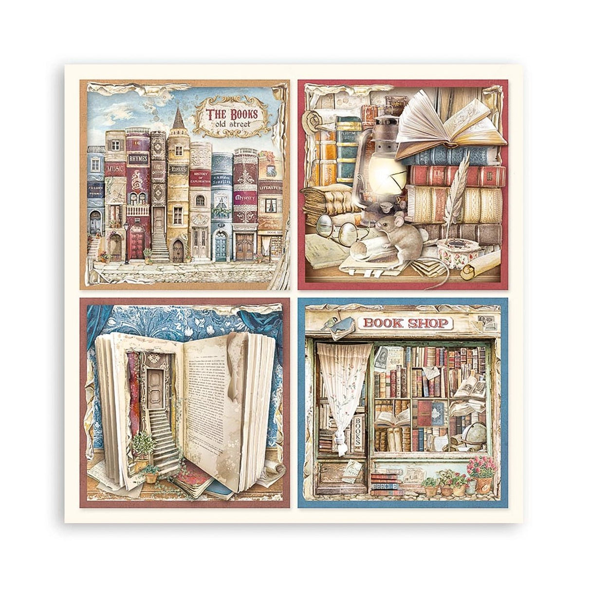 Scrapbook - Block "Vintage Library" - Double Face - 10 Seiten - 20,3 x 20,3 (8x8 inch) - PerlineBeads SA