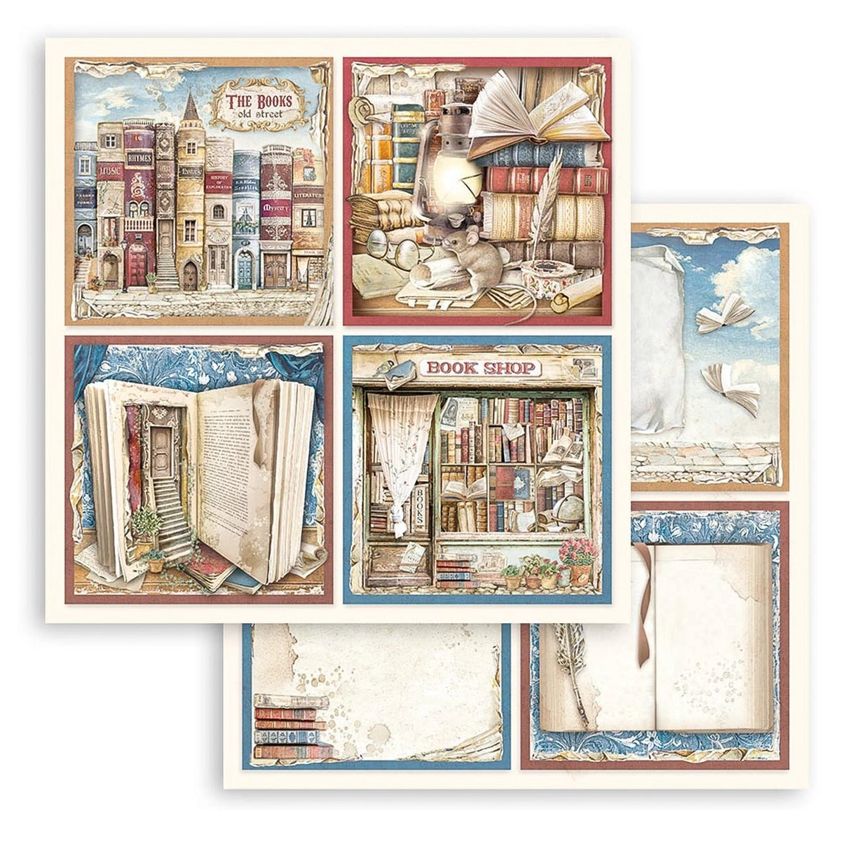 Scrapbook - Block "Vintage Library" - Double Face - 10 Seiten - 20,3 x 20,3 (8x8 inch) - PerlineBeads SA