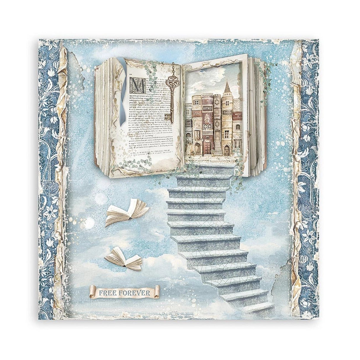 Scrapbook - Block "Vintage Library" - Double Face - 10 Seiten - 20,3 x 20,3 (8x8 inch) - PerlineBeads SA