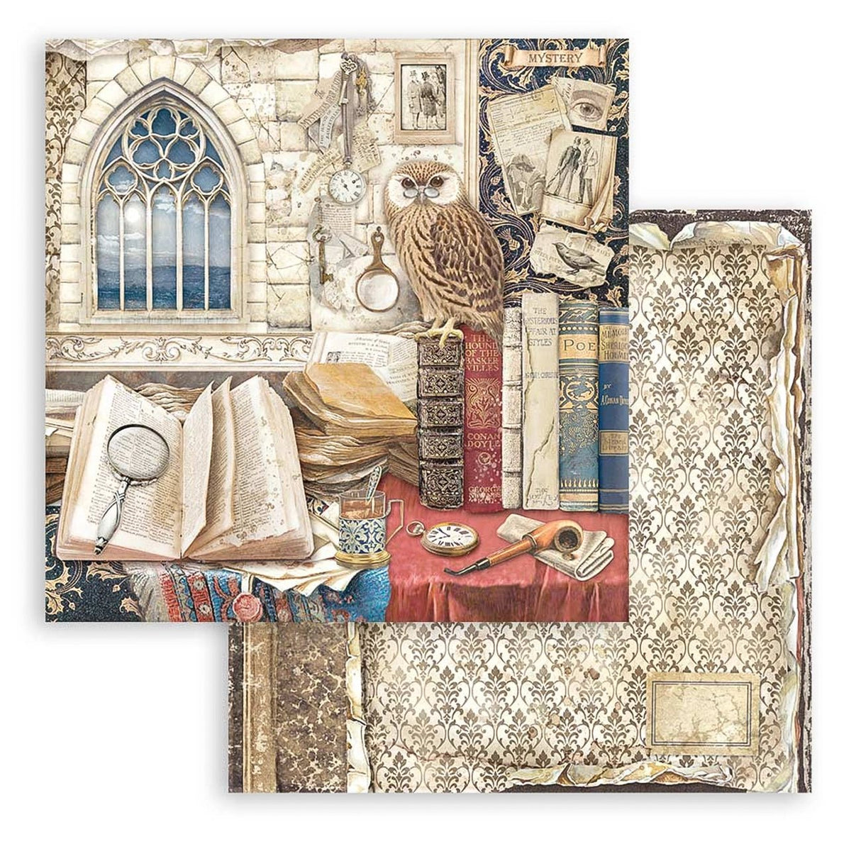 Scrapbook - Block "Vintage Library" - Double Face - 10 Seiten - 20,3 x 20,3 (8x8 inch) - PerlineBeads SA
