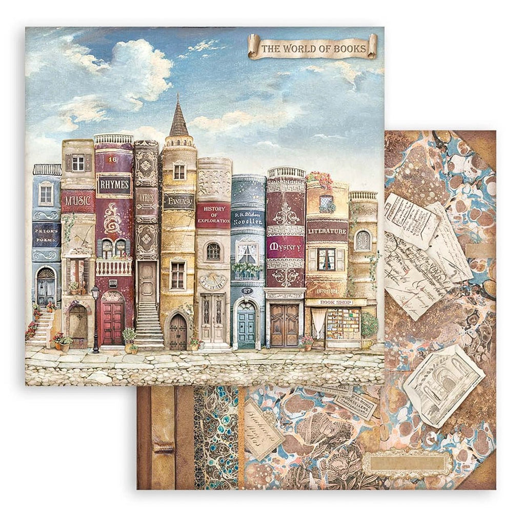 Scrapbook - Block "Vintage Library" - Double Face - 10 Seiten - 30,5 x 30,5 cm (12 x 12 inch) - PerlineBeads SA