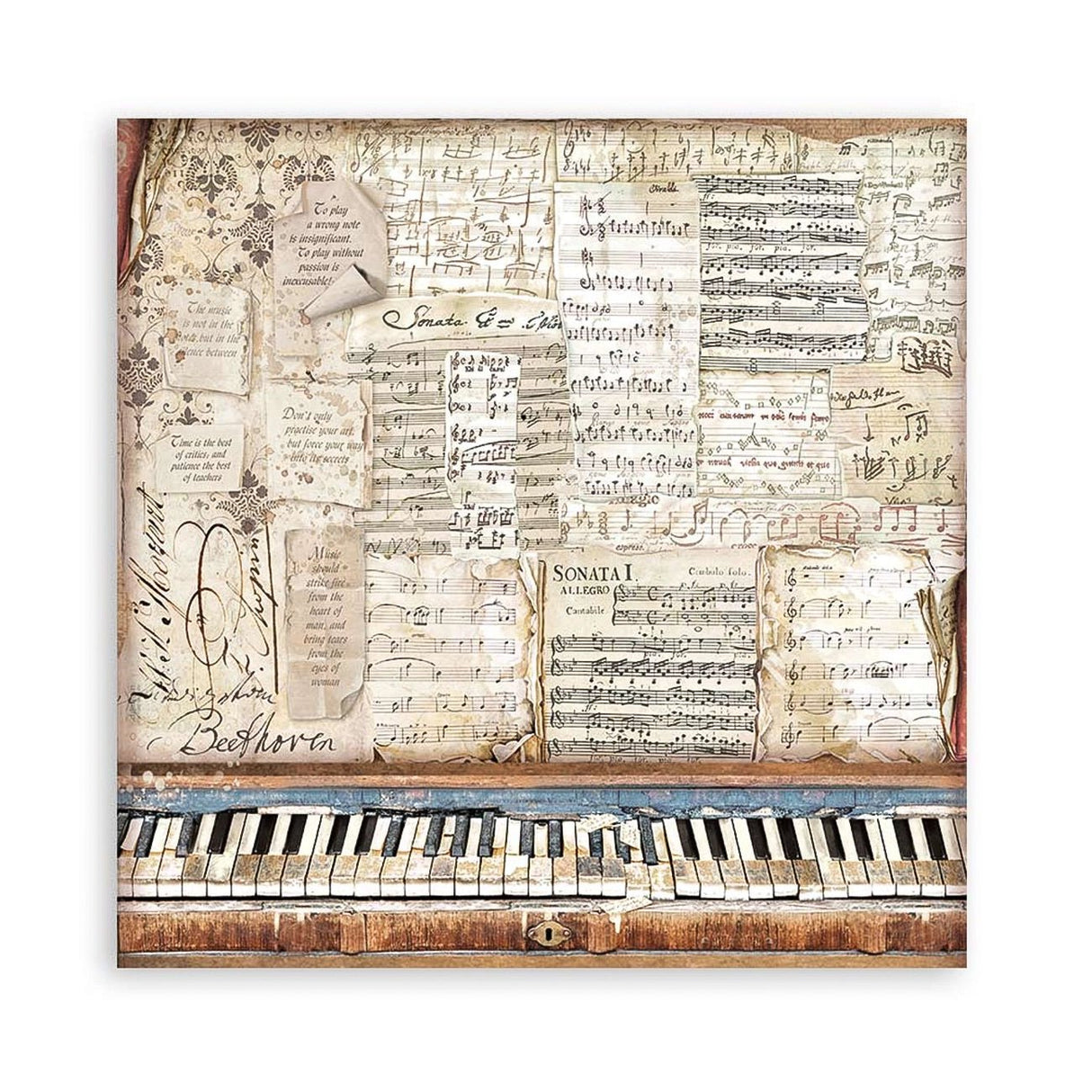 Scrapbook - Block "Vintage Library" - Double Face - 10 Seiten - 30,5 x 30,5 cm (12 x 12 inch) - PerlineBeads SA