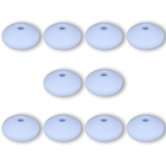 Silikon-Perle Rondelle • Hellblau, 12x6-7mm - PerlineBeads SA