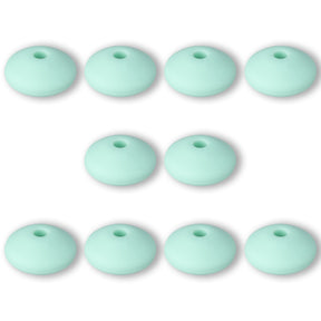 Silikon-Perle Rondelle • Helles Türkis, 12x6-7mm - PerlineBeads SA
