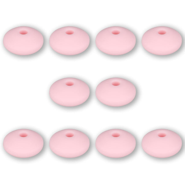 Silikon-Perle Rondelle • Pink, 12x6-7mm - PerlineBeads SA