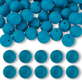 Silikon-Perle Rund • Cadet Blue, 15mm - PerlineBeads SA