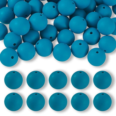 Silikon-Perle Rund • Cadet Blue, 15mm - PerlineBeads SA